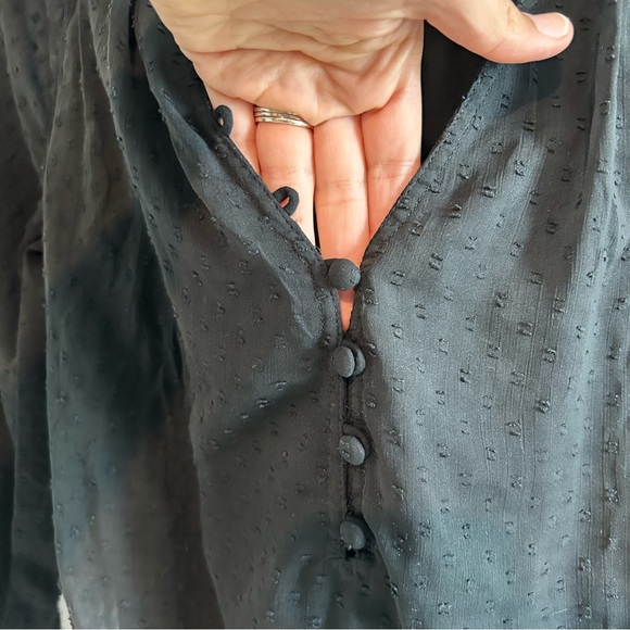 Abercrombie & Fitch Black Long sleeve Clip dot Bodysuit Small Swiss Dot Sheer - Picture 5 of 12